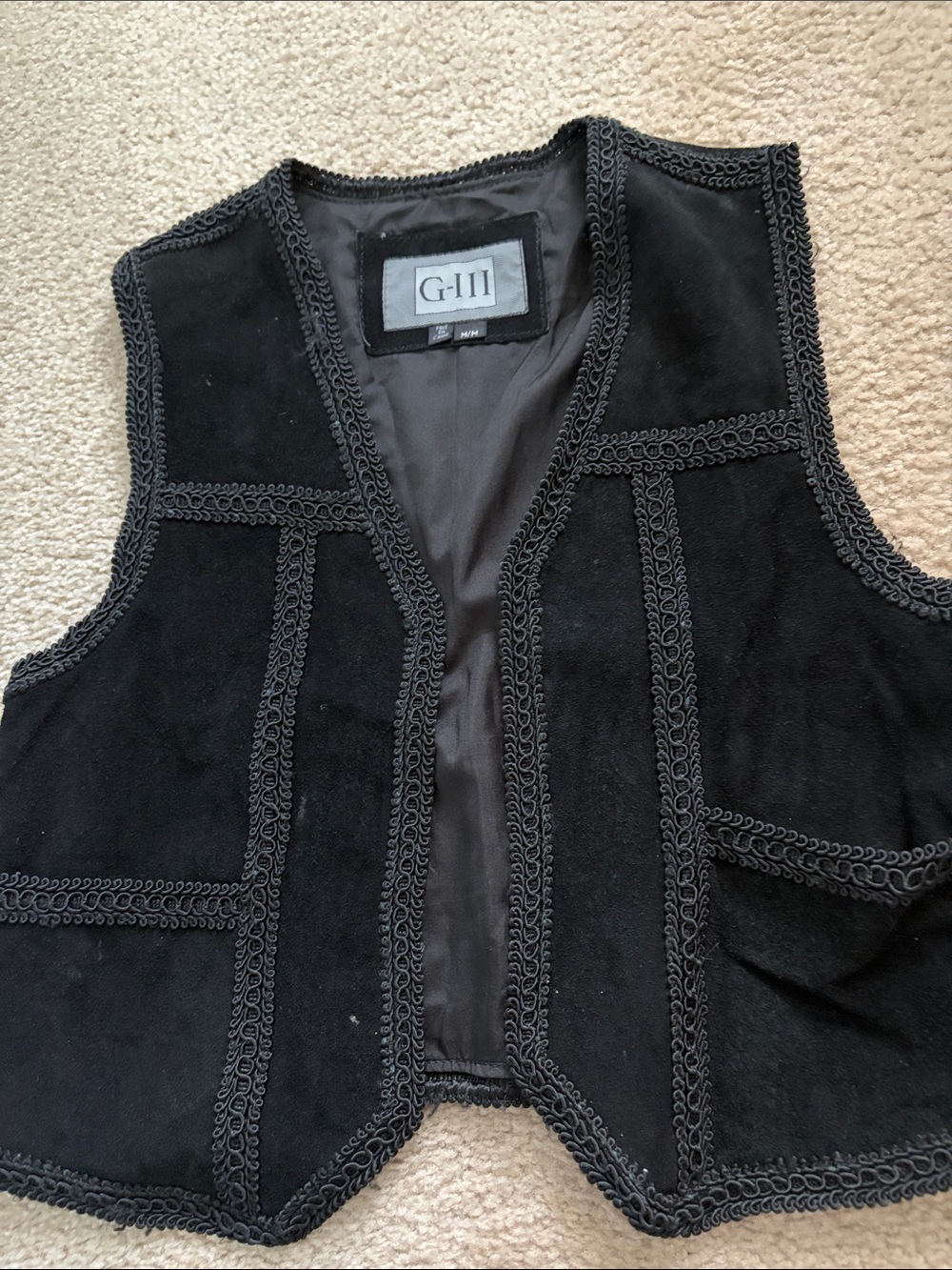 G-III Black Suede Trim Vest - Sleek Sleeveless Tunic